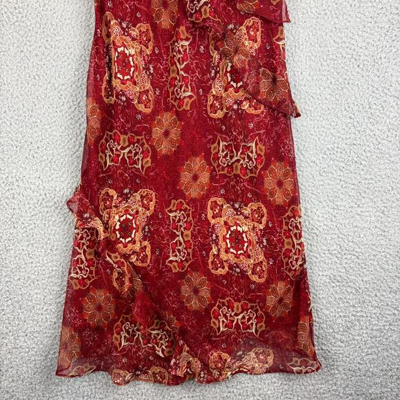 Y2k Dress Sz 8 Fairy Coquette Sheer Floral Stretch Ruffle Feminine Romantic VTG - Picture 4 of 13